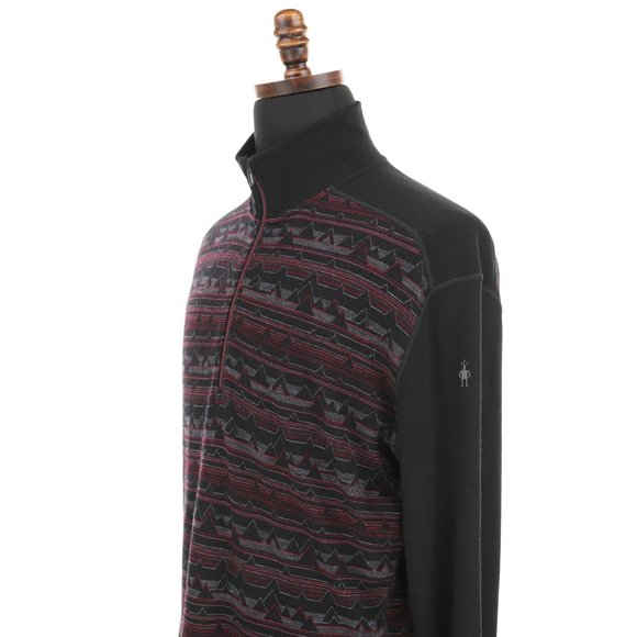 Smartwool Merino 250 Baselayer 1/4 Zip Shirt Sweater Men's XL Black/Red - Picture 5 of 11